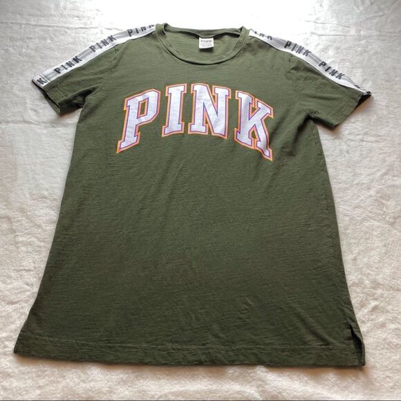 Victoria’s Secret Pink Dark Green Graphic T-Shirt Size XS - Picture 1 of 11